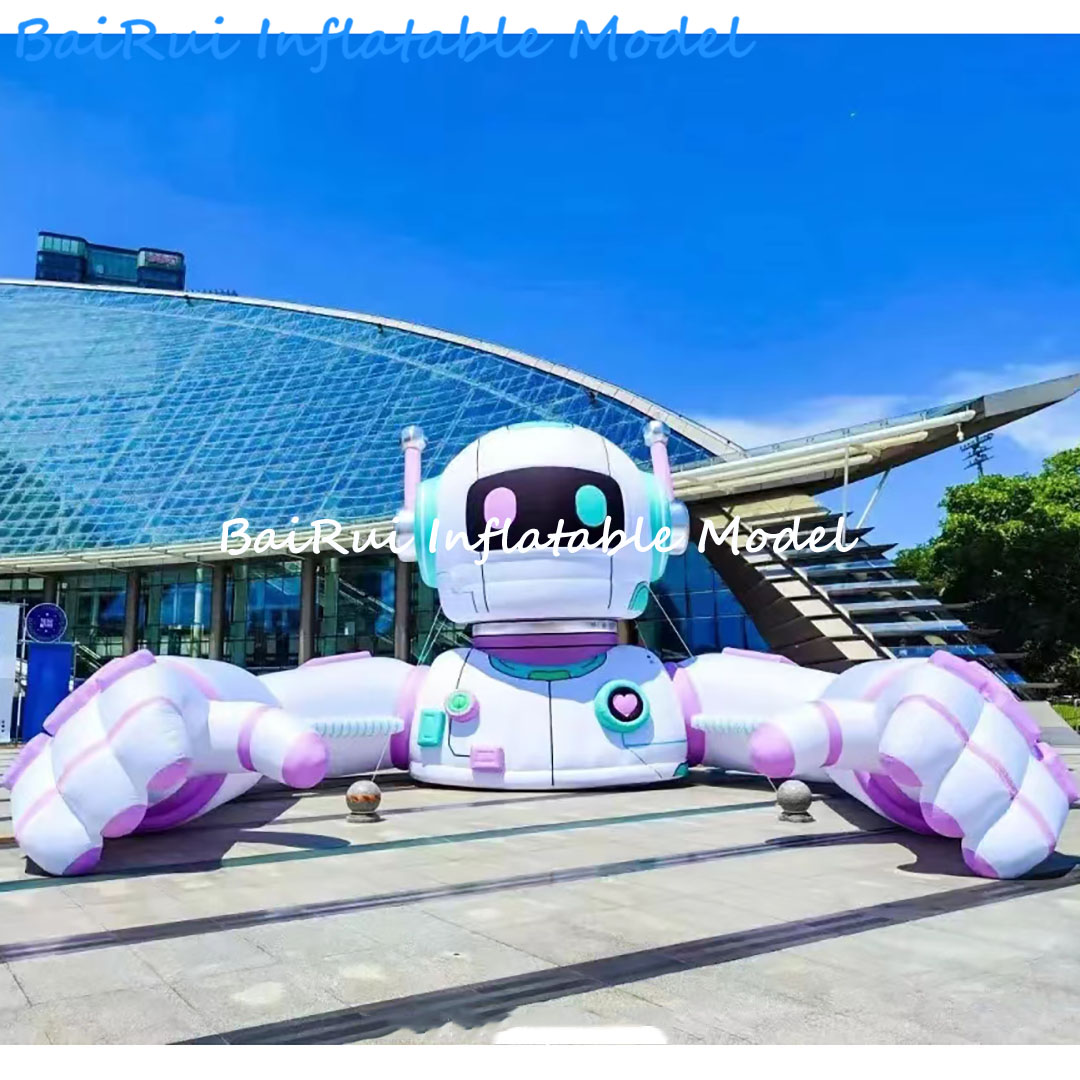 Event Launch Party - 巨大な空気で膨らませるロボット、未来的なテクノロジーイベントの装飾、LEDライトアップ、SFパーティーのマスコット、企業の発表会やイベントの背景、お祭り用の小道具。