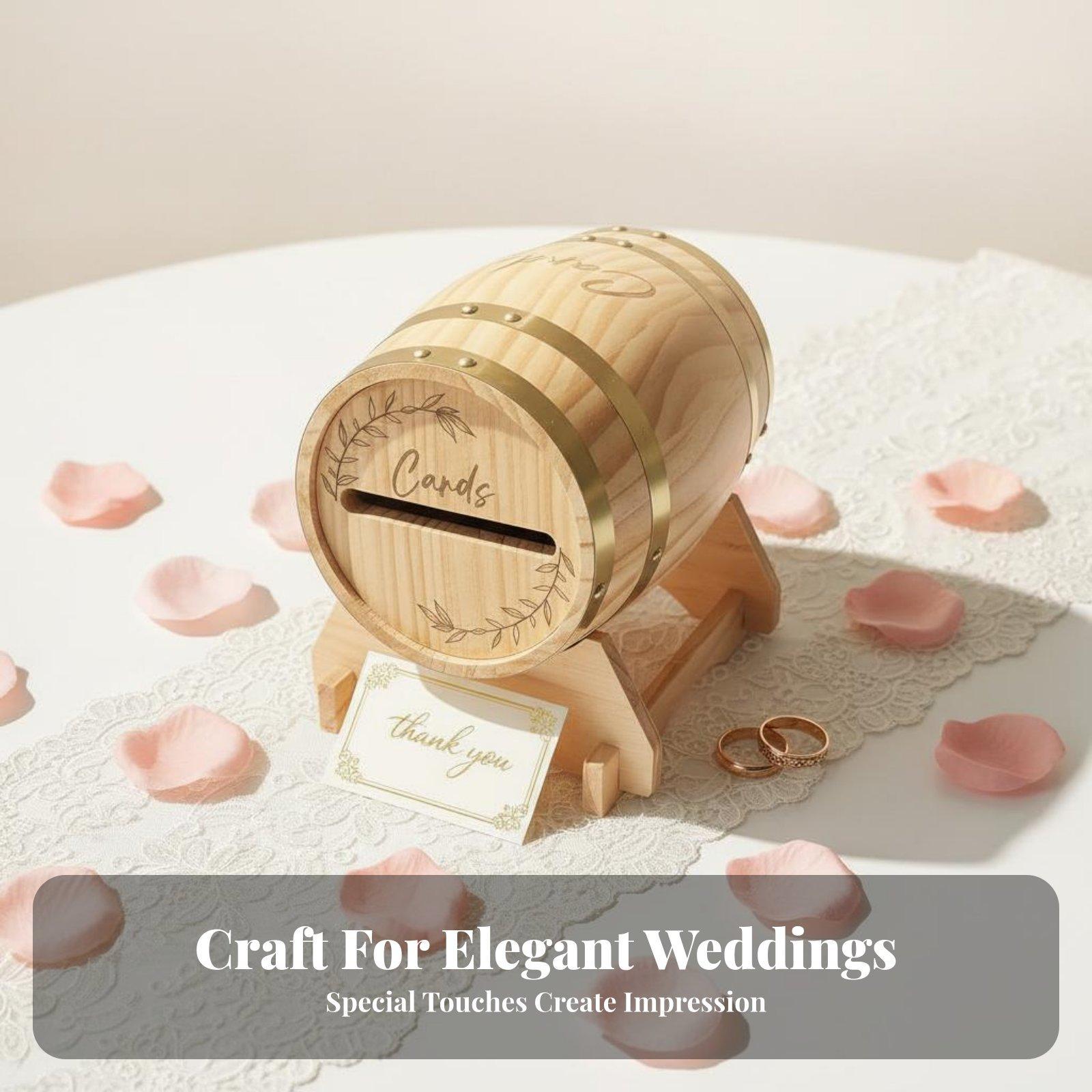 Event Party Box - 結婚式や誕生日パーティー、その他のイベントで使える、スロット付きの木製カードボックス。アンティーク調の封筒ホルダーとしても使用可能。