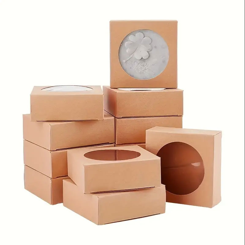 Event Party Box - 30/50 個のクラフト紙ボックス透明な窓付き自家製ボックス、クッキー包装用のプレゼント包装ボックス、キャンディーボックス、誕生日ギフト