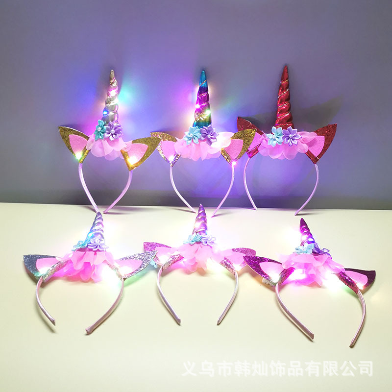新しいハロウィンかわいいユニコーンヘッドバンド女の子用ライト - Neon Sign Party のレビューと価格