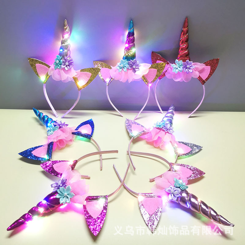 新しいハロウィンかわいいユニコーンヘッドバンド女の子用ライト - Neon Sign Party のレビューと価格