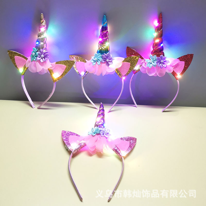 新しいハロウィンかわいいユニコーンヘッドバンド女の子用ライト - Neon Sign Party のレビューと価格