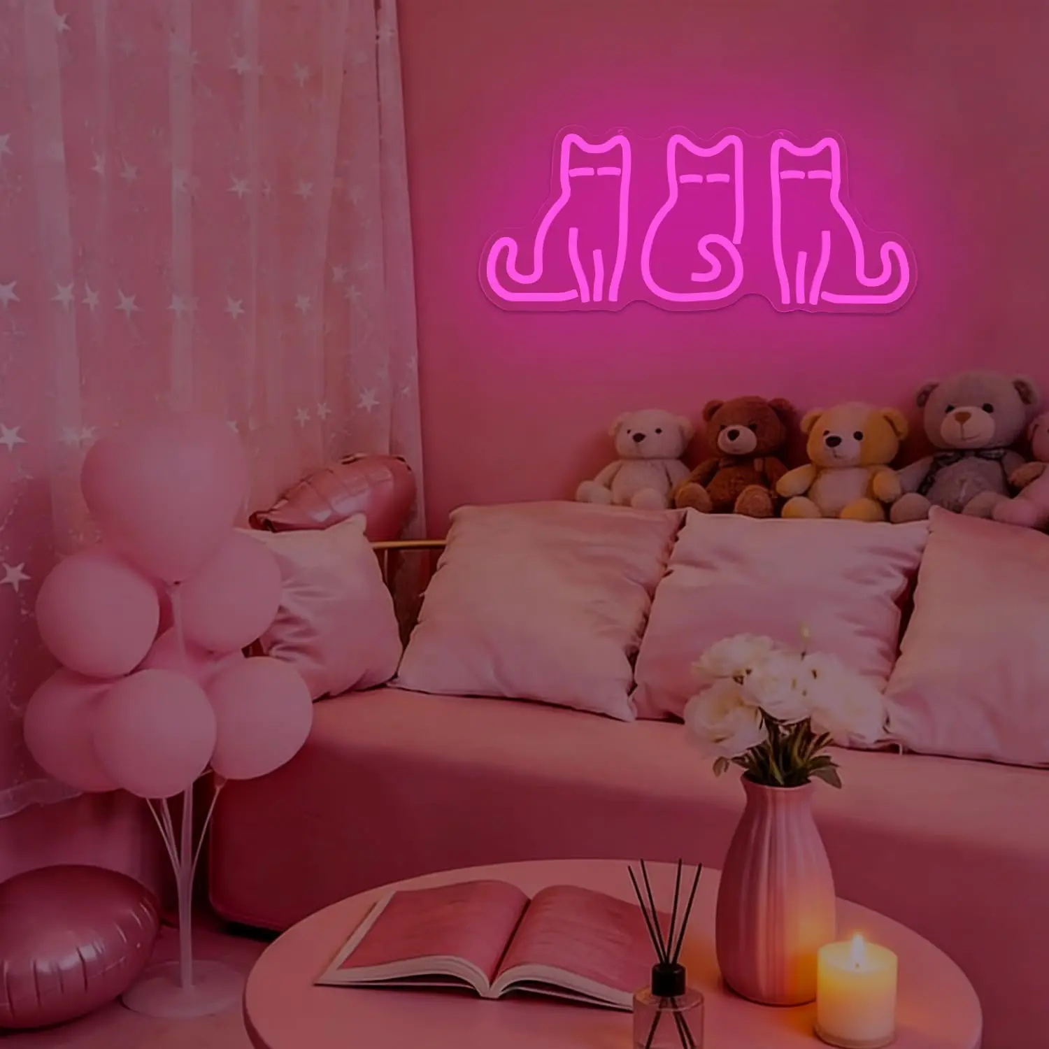 猫のネオンサイン、USB接続のLEDネオンライト。寝室、ペッ - Neon Sign Party のレビューと価格