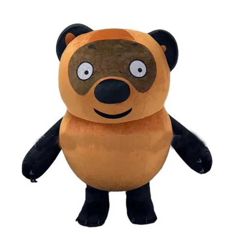 茶色と黒色のクマの着ぐるみ。大人用、全身を覆う、ふわふわ素材 - Event Party のレビューと価格