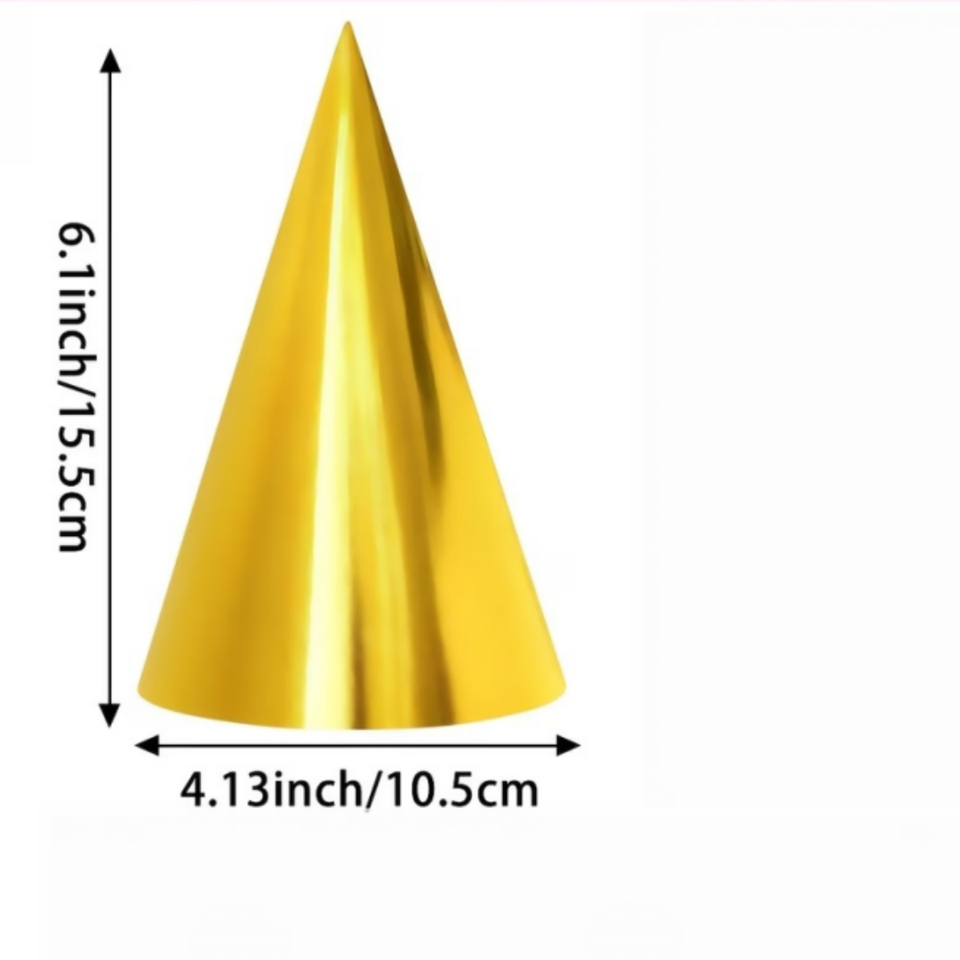 10個入り、大人用のカラフルなメタリックホイル製バースデーパ - Party Hat Cone のレビューと価格