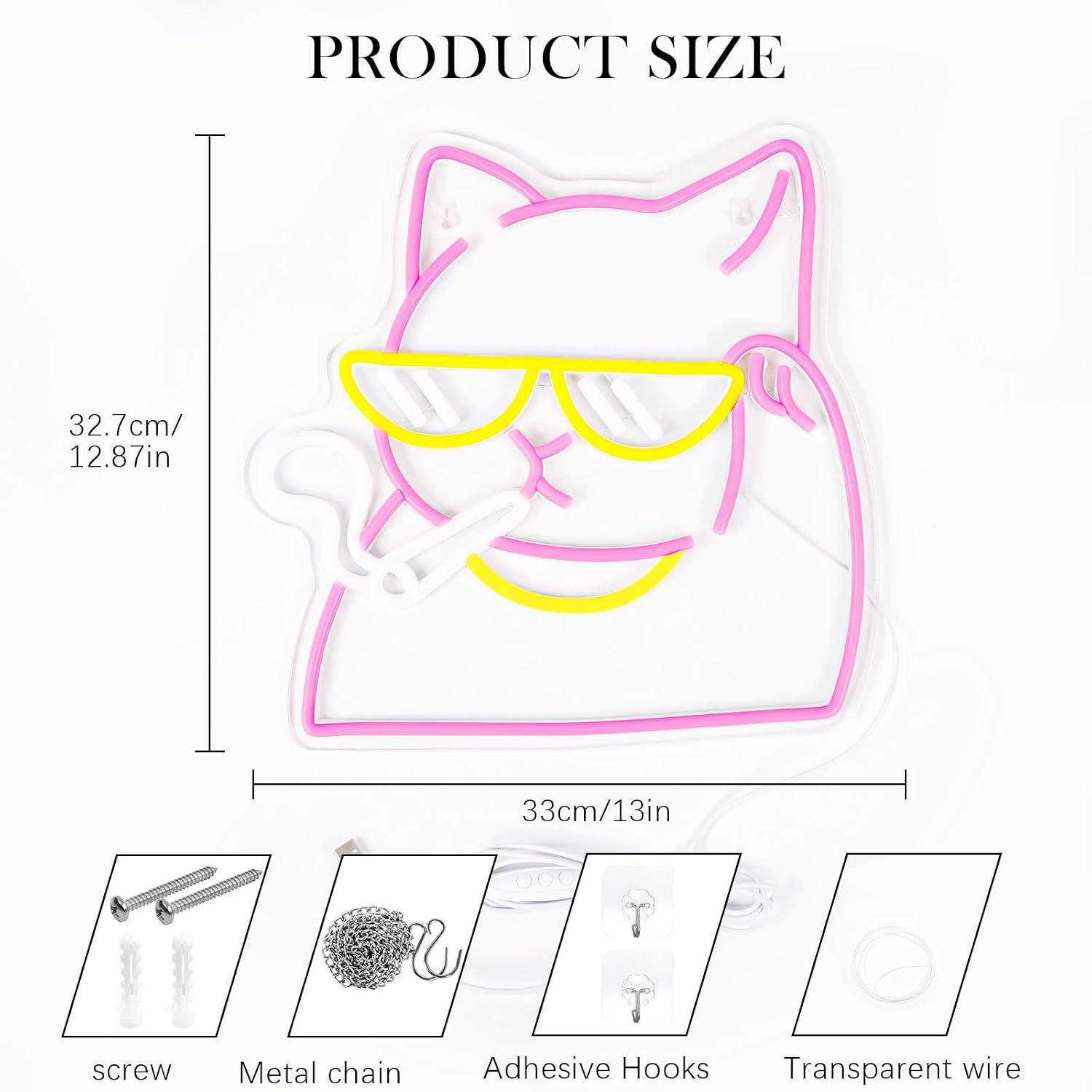 「喫煙猫」のネオンサイン。USB電源式のLEDネオンライトで - Neon Sign Party のレビューと価格