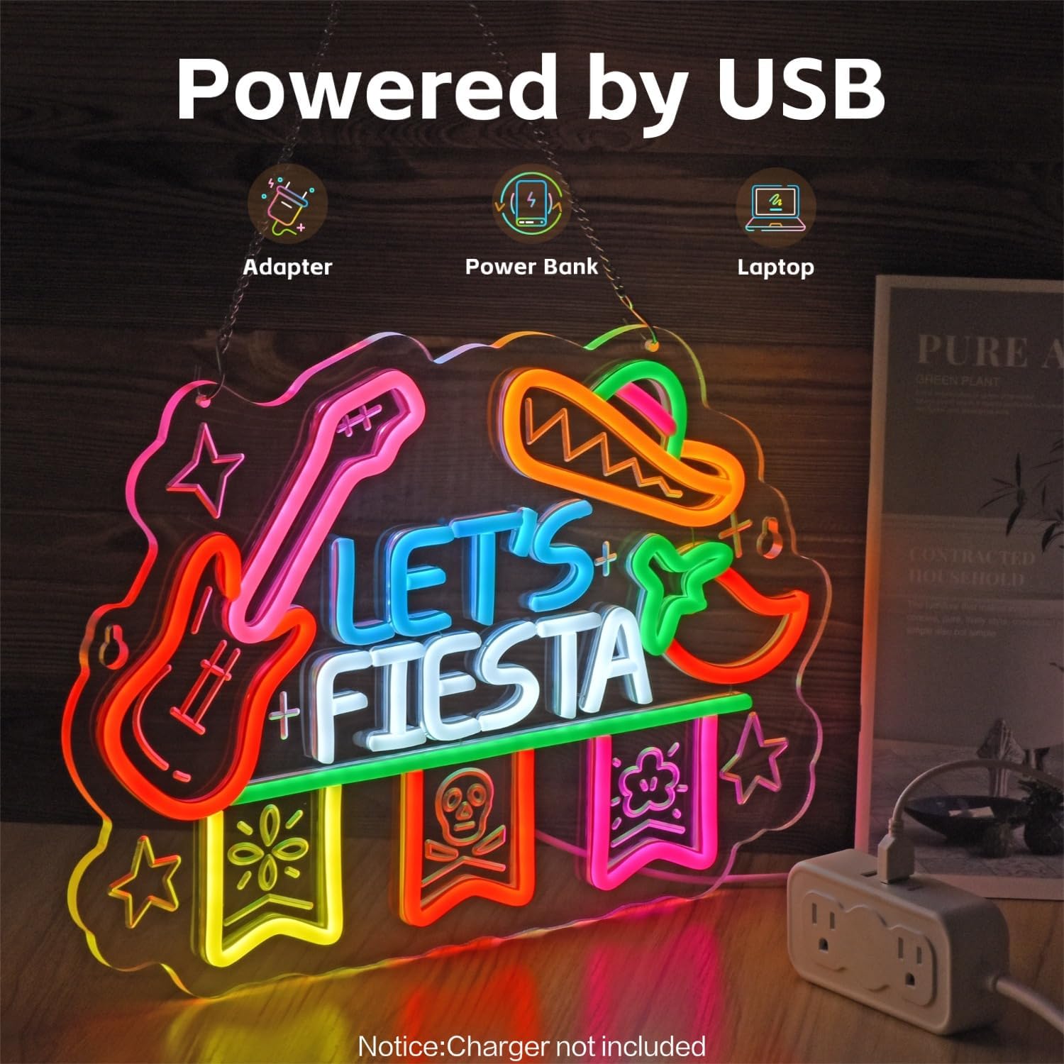 「レッツ・フィエスタ」のネオンサイン。メキシコ料理店、ラテン - Neon Sign Party のレビューと価格