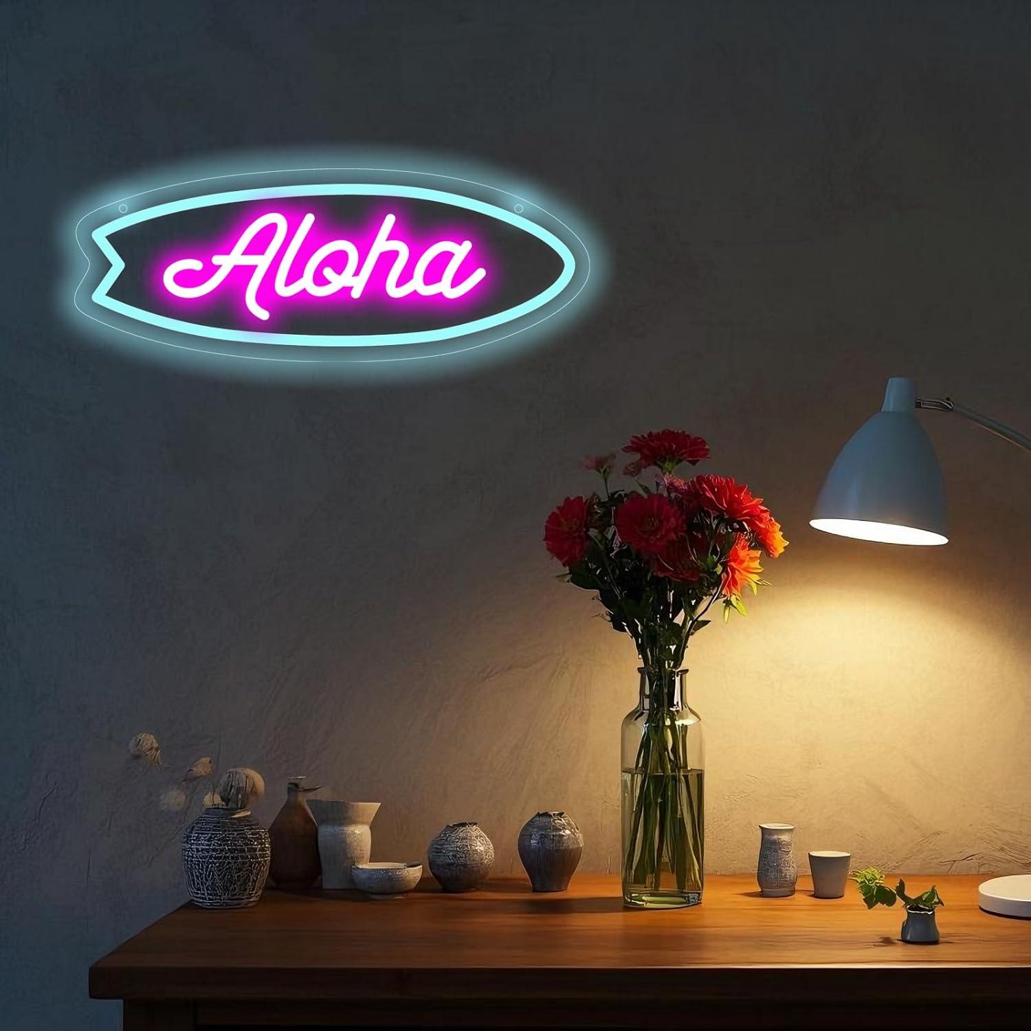 アロハサーフボードのネオンサイン。トロピカルなハワイアンデザ - Neon Sign Party のレビューと価格