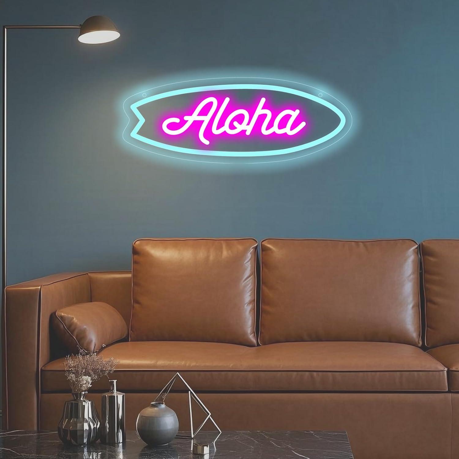 アロハサーフボードのネオンサイン。トロピカルなハワイアンデザ - Neon Sign Party のレビューと価格