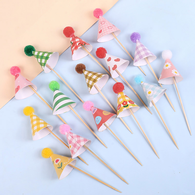 30個入り ミニパーティーハット ケーキトッパー カラフルな - Party Hat Cone のレビューと価格